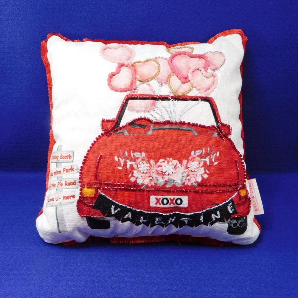 Bella Lux Beaded Convertible Car Valentines Pink Red Romance Pillow 12"